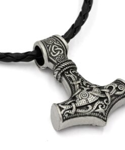 GuoShuang Odin Thor's Mjolnir Pendant Viking Necklaces Pendants Jewelry Scandinavian Clear Details Silver Chain Mjolnir necklace -A12 10 61y9KKewqL