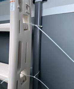 Confer Plastics 7200 Roll Guard 48" to 56" Adjustable A Frame Safety Ladder for Above Ground Outdoor Patio Swimming Pool Platform Ladder with Step Barrier, Warm Grey 56 61yAwaQ0CzL