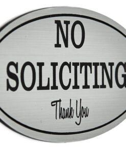 Alternative view of Oval No Soliciting Sign (Brushed Silver) Small 2" X 5" - Small Brushed Silver