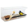Window Bird Feeder, Bird House with Extra Strong Suction Cups, Removable Seed Tray with Drainage Holes to Keep Seeds Dry, Acrylic Clear Design (12 Inches Wide (Rectangle Shape)) 12 Inches Wide (Rectangle shape) 24 61yCcxFLJ6L