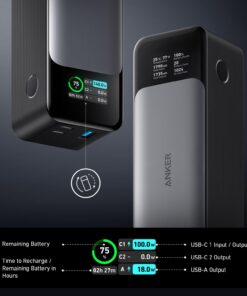 Anker Power Bank, 24,000mAh 3-Port Portable Charger with 140W Output, Smart Digital Display, Compatible with iPhone 15/15 Plus/15 Pro/15 Pro Max, iPhone 14/13 Series, Samsung, MacBook, Dell, AirPods 49 61yDtKAqZxL