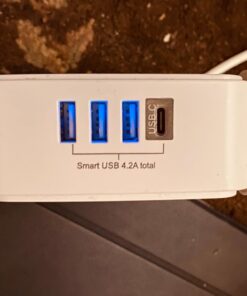 6 Ft Surge Protector Power Strip - 8 Widely Outlets with 4 USB Ports, 3 Side Outlet Extender with 6 Feet Extension Cord, Flat Plug, Wall Mount, Desk USB Charging Station, ETL,White 6 Ft 45 61yI8Ec7VcL