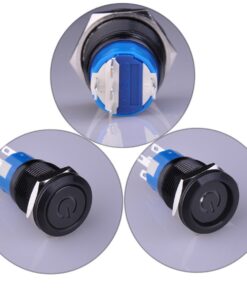 Alternative view of Ulincos Latching Pushbutton Switch U19C1 1NO1NC SPDT ON/Off Black Metal Shell with Blue LED Suitable for 19mm 3/4" Mounting Hole (Blue) Blue LED with Black