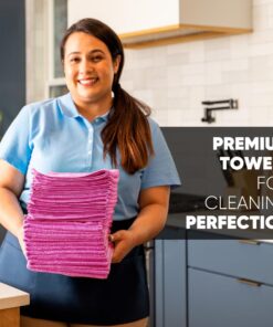MW Pro Microfiber Cleaning Cloth | Pink (12 Pack) | Size 16" x 16" | All Purpose Microfiber Towels - Clean, Dust, Polish, Scrub, Absorbent 11 61yMz6aqE2L