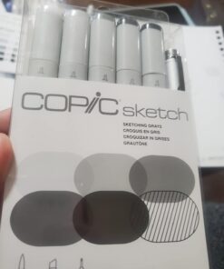 Copic Sketch Alcohol Marker 5 Colors + Multiliner SP Set, Sketching Grays Neutral Gray colors (N0, N2, N4, N6, and N8) and a Black 0.5 pen Marker Set 35 61yN6lxJHeL