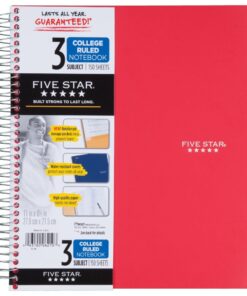 Five Star 06210 Wirebound 3-Subject Notebook, College Rule, 11 x 8 1/2, 150 Sheets, Assorted Assorted Colors 25 61yNCsM5HqL