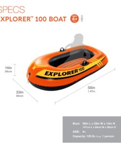 INTEX Explorer Inflatable Boat Series: Dual Air Chambers – Welded Oar Locks – Grab Handles – Bow Rope – Sporty Design Explorer 100 19 61yPU7YvBfL