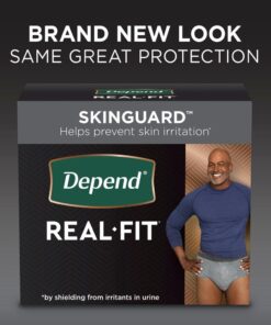 Depend Real Fit Incontinence Underwear for Men, Disposable, Maximum Absorbency, Small/Medium, Grey, 56 Count (2 Packs of 28), Packaging May Vary 12 61yU7ceHD2L