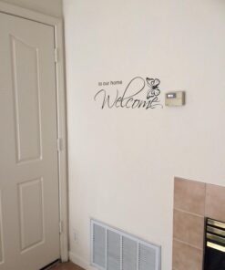 LovingIn XQ1 Butterfly Pattern Welcome to Our Home Quotes Saying Vinyl Wall Sticker, 71X21cm 17 61yUlhjqyL