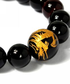 Merdia Men's Tiger Eye Stretch Bracelet Dragon King Pattern Bead(Silver&Yellow) 12MM yellow 13 61yVB9vxLrL