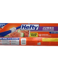Hefty Slider Jumbo Storage Bags, 2.5 Gallon Size, 12 Count (Pack of 9), 108 Total 12 Count (Pack of 9)