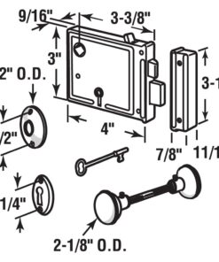 Alternative view of Prime-Line E 2478 Horizontal Trim Lock Set, 3-3/8 In. Backset, Black Housing w/Brass Plated Knobs (1 Set)