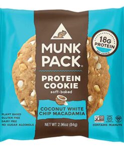 Munk Pack Soft Baked Protein Cookie | Plant Based & Vegan Snacks | Non-GMO Coconut White Chip Macadamia | Individually Wrapped Gluten Free Chewy Cookies | 6 Pack Coconut White Chocolate Macademia 6 Count (Pack of 1)
