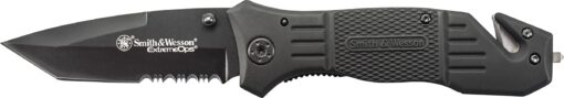 Smith & Wesson SWFR2S 8in High Carbon S.S. Folding Knife with 3.3in Tanto Point Serrated Blade and Aluminum Handle for Outdoor, Tactical, Survival and EDC Box