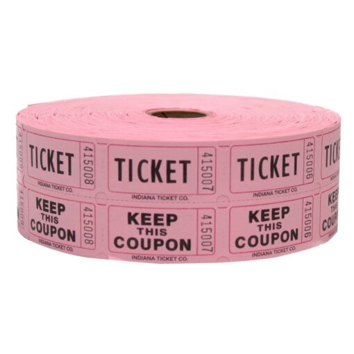 Indiana Ticket CO. 2,000 Pink Raffle Tickets Double Roll, 50/50 Raffle Tickets, Tickets for Events, Carnivals, Door Prizes, Drinks and More