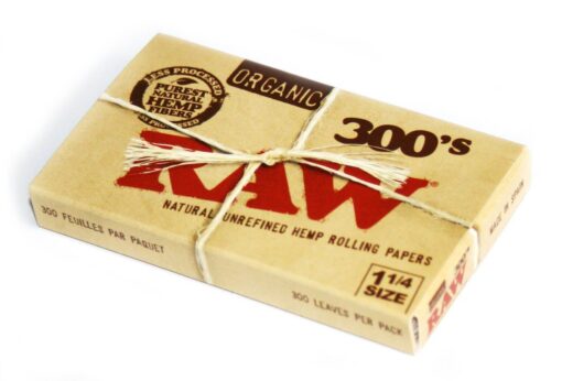 RAW Organic 300 1.25 1 1/4 Size Rolling Papers 1 Pack = 300 Leaves, 300 Count (Pack of 1) 300 Count (Pack of 1)