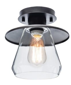 Globe Electric 64846 1-Light Semi-Flush Mount Ceiling Light, Oil Rubbed Bronze, Clear Glass Shade, Ceiling Light Fixture, Bedroom Lights for Ceiling, Dining Light Fixture, Bulb Not Included Oil-Rubbed Bronze 63 61yio876DHL