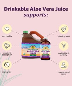 Lily of the Desert Aloe Vera Juice - Whole Leaf Filtered Aloe Vera Drink, Non-GMO Aloe Juice with Natural Digestive Enzymes for Gut Health, Stomach Relief, Wellness, Glowing Skin, 32 Fl Oz 32 Fl Oz (Pack of 1) 10 61yjGucfbHL