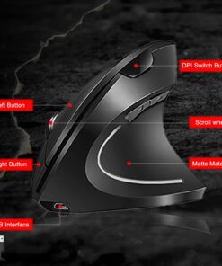 Vassink Ergonomic Mouse, Rechargeable Wireless Mouse, 2.4GHz Rechargeable Wireless Vertical Optical Mice with USB Receiver, 6 Buttons, 800/1200/1600 DPI, for Laptop, PC, Computer Black 31 61ykMaGQLSL