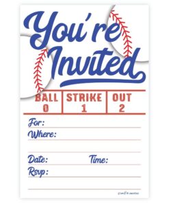 Baseball Party Invitations (20 Count) With Envelopes