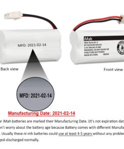 Alternative view of iMah Ryme B1-3 BT162342 BT262342 2.4V 300mAh Ni-MH Cordless Telephone Batteries Compatible with AT&T CL81101 EL5210 EL52400 VTech CS6409 CS6419 CS6429 CS80100 Handset, Pack of 4 4-Pack, BT162342/BT262342