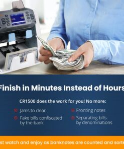 Alternative view of CARNATION ulti-Currency Bill Counter and Sorter with Counterfeit Detection - Money Counter Machine with MG, IR, MT, UV & CIS Image Recognition CR1500
