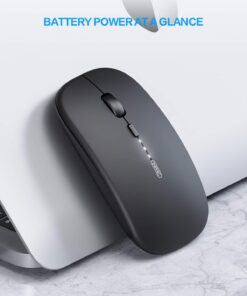 Alternative view of INPHIC Wireless Mouse, 2.4G Silent Rechargeable Ultra Slim USB Portable Mouse, 1600 DPI & 700mAh Battery with Visible Level for Laptop PC Computer & MacBook (LED-Black) LED-Black