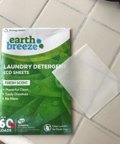 Earth Breeze Laundry Detergent Sheets - Fresh Scent - No Plastic Jug (60 Loads) 30 Sheets, Liquidless Technology… Fresh Scent, 1 Pack 27 61yxUfRj4UL