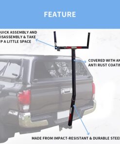 ECOTRIC Truck Bed Extender Pickup Truck Bed Hitch Mount Extension Rack SUV Lumber Ladder Canoe Boat Kayak Long Pipes w/Flag 750lbs Capacity 28 61yxu51YtZL