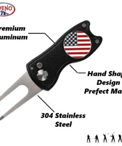 Alternative view of kaveno Golf Divot Tool, Foldable Stainless Steel Switchblade with USA Golf Ball Marker Black