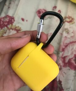 SATLITOG AirPods Case Cover with Secure Lock Keychain, Protective Silicone Cover Compatible with Apple AirPods 2nd & 1st Charging Case - Yellow 44 61yzHA6iULL 1