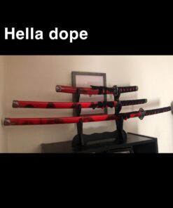 Master Cutlery 3 Piece Marble Red Katana Sword Set 26 61z NnQk5kL