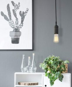 Globe Electric 64906 1-Light Pendant, Matte Black, Black Woven Fabric Cord, E26 Base Socket, Kitchen Island, Café, Decorative, Ceiling Hanging Light Fixture, Modern, Vintage, Bulb Not Included Without Bulb 26 61z0W5ffuL 1