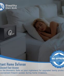 BARSKA AX11620 Biometric Fingerprint Mini Security Home Safe Box 0.29 Cubic Ft, Black, 12" x 8" x 7.75" Front Opening Compact 0.23 CU FT 25 61z1IeN595L