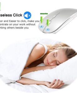 KLO Rechargeable Bluetooth Mouse for MacBook/MacBook air/Pro/iPad, Wireless Mouse for Laptop/Notebook/pc/iPad/Chromebook (BT/B Silver) BT/B Silver 9 61z1d12AOSL