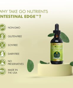 Go Nutrients Intestinal Edge Gut Detox Cleanse for Humans: Enhance Digestive Health, Boost Energy, Clear Skin with Black Walnut, Wormwood, Clove & Gentian Root for Adults & Kids 2oz Liquid Drops 26 61z6MRjjJlL