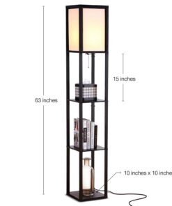 Brightech Maxwell - Modern Shelf Floor Lamp with Shade and LED Bulb Corner Display Lamps Shelves for Living Room, Bedroom Office Black Classic Black 27 61zA ATD3zL