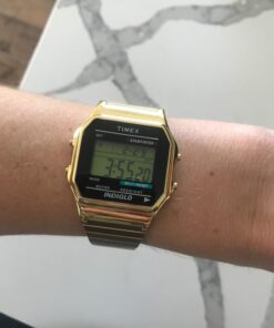 Timex Men's T78677 Classic Digital Gold-Tone Stainless Steel 44 61zAMsmASjL