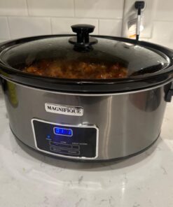 MAGNIFIQUE 8-Quart Casserole Slow Cooker with Timer and Digital Programmable - Small Kitchen Appliance for Family Dinners - Serves 6+ People - Heat Settings: Keep Warm, Low and High 8 Qt Stainless Steel Digital 37 61zB4OyRODL