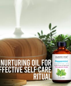 MAJESTIC PURE Peppermint Essential Oil, Premium Grade, Pure and Natural, for Aromatherapy, Massage, Topical & Household Uses, 1 fl oz 1 Fl Oz (Pack of 1) 16 61zEPQ6X2dL
