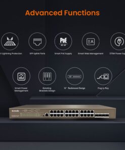 Tenda Layer-3 Managed PoE Switch|24 Port GE Ports| 4x1G Base-X SFP| 1 Console Port | VLAN | QoS | DHCP Snooping(TEG5328P-24-410W) TEG5328P-24-410W 9 61zH01dNEUL