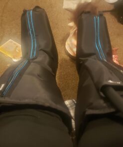 FIT KING Leg Massager with Heat - Upgraded Leg Compression Massager for Circulation and Pain Relief, FSA HSA Approved Foot and Leg Massager Compression Boot for Edema, Relax Recover - Gift for Dad Mom Classis Black With Blue 1 Pair (2PCS) 50 61zH4j25ZbL