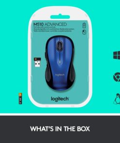 Logitech M510 Wireless Computer Mouse – Comfortable Shape with USB Unifying Receiver, with Back/Forward Buttons and Side-to-Side Scrolling, Blue Dark Blue 38 61zHT4AWWWL