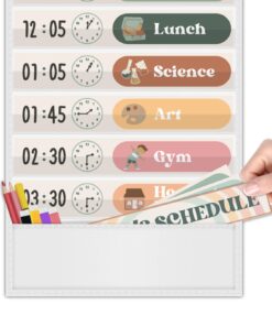 Godery Boho Daily Schedule Pocket Chart for Classroom with 24 Cards,Welcome Back to School Classroom Decorations, White Boho-white 15 61zKCdzjmFL