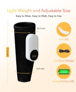 LINGTENG Leg Massager, Calf Air Compression Massager with Heat, Cordless Leg Massager for Circulation and Pain Relief, Calf Massager with 3 Intensities, Gifts for Women (Only Single) Black 29 61zLsvwgidL