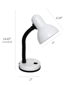 Simple Designs LD1003-WHT Basic Metal Flexible Hose Neck Desk Lamp, White 6.1 x 4.9 x 13.85 1 23 61zP gvW3gL