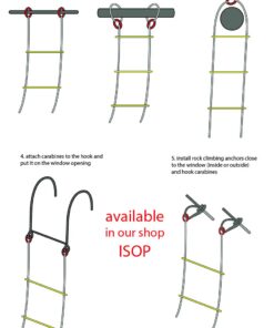 ISOP Emergency Fire Escape Rope Ladder 4 Story Homes 32 ft Innovative Solution - Unique Safety Ladder with Carabiners & Safety Cord & Safety Belt - Fast Deploy & Simple to Use - Compact & Reusable 32 ft with Safety Belt 12 61zPrnX4QL