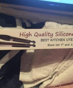 Vivree Kitchen Tongs Set - Salad & Grill Stainless Steel Serving Tongs with Silicone Tips - 9"&12" (Black) Black 61 61zRdrmdJZL 4