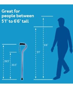 Carex Health Brands Ergo Offset Cane with Soft Cushioned Handle - Adjustable Walking Cane, Blue, 29-38 Inch (Pack of 1) 15 61zSzBmAadL
