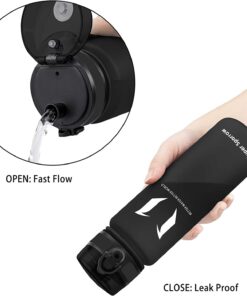 Super Sparrow Water Bottle - 12 oz/17 oz/25 oz/32 oz - BPA Free Tritan Water Bottles - One Touch Opening - Leak-proof Plastic Bottle - Kids Water Bottle for Office, Gym, Outdoor, Sports 25 Oz Black 17 61zTRQbJR7L